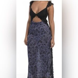 Free People Blue and Black Patterned Skirt